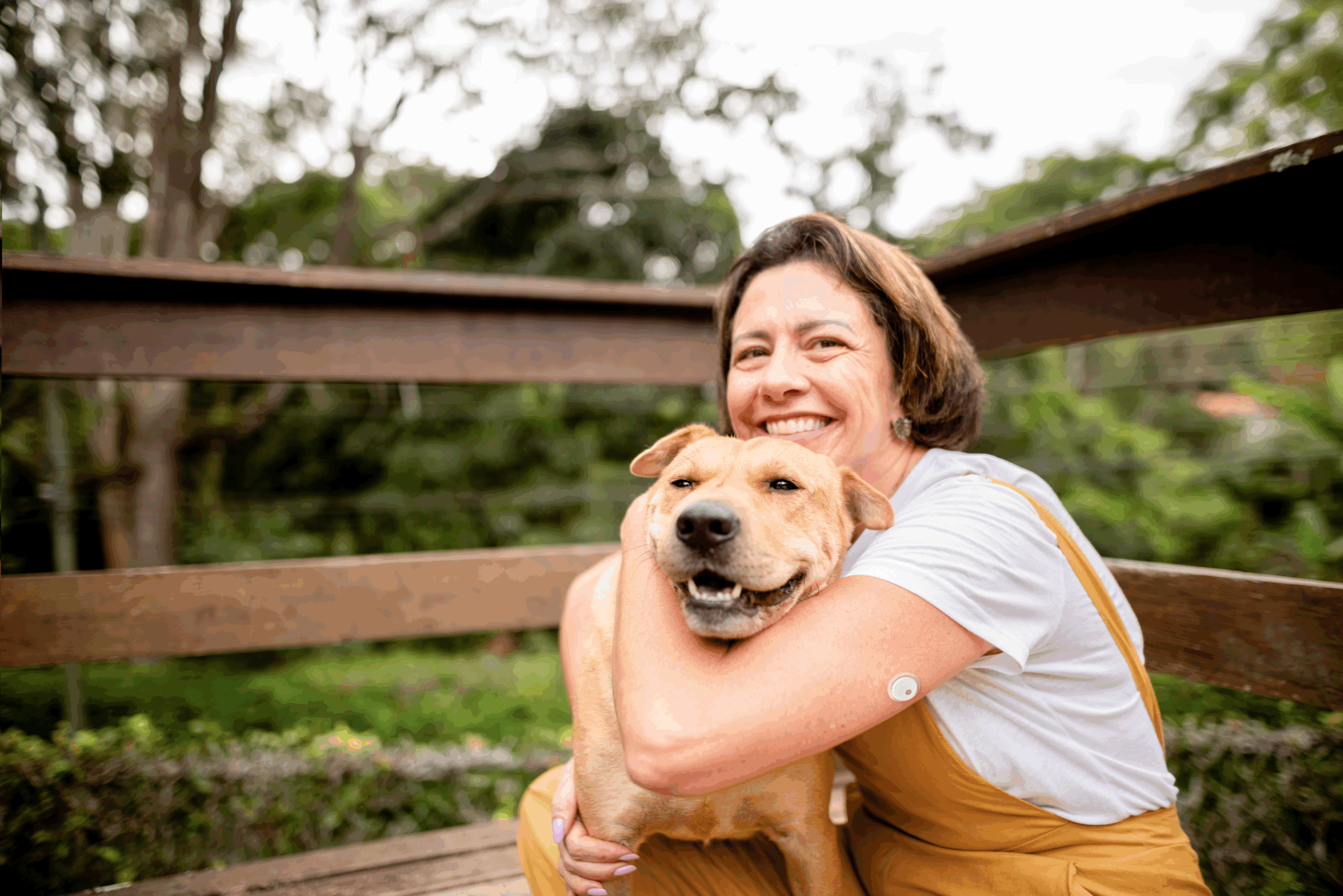 Woman with dog flipped